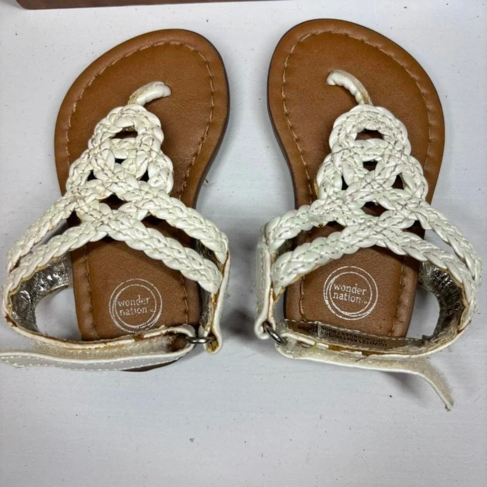 Wonder Nation Girls White‎ Woven Strappy Sandals Size 2 Toddler Kids Casual Boho